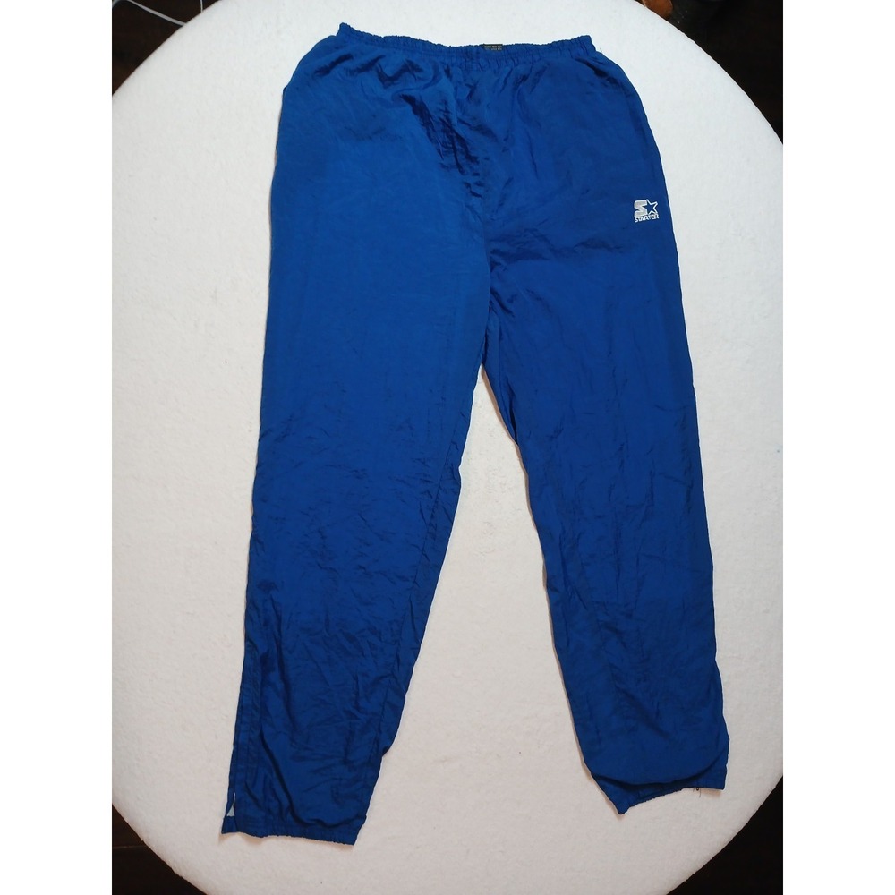 VTG 90s Starter Nylon Track Pants Mens XL Blue Windbreaker Swishy Joggers Lined